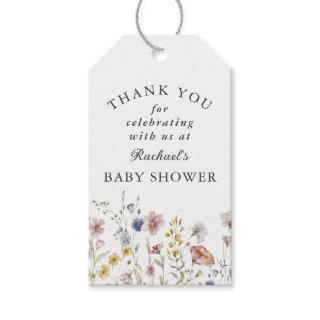 Boho Fresh Wildflowers Baby Shower Thank You Gift Tags