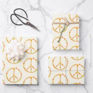 Boho Hippie Floral Peace Sign Pattern in Yellow  Sheets