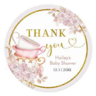 Boho Love is Brewing Bridal Shower Thank You Classic Round Sticker