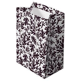 Boho Matisse Botanical Shapes Pattern Black Grey Medium Gift Bag
