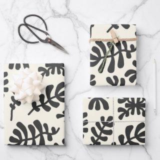 Boho Matisse Botanical Shapes Pattern Black White  Sheets