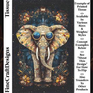Boho Mosaic Elephant, Sunglasses, CP9 Decoupage Tissue Paper