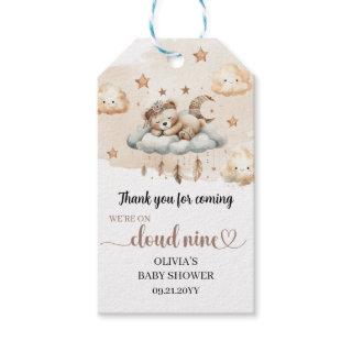 Boho native feathers rusty colors teddy bear cloud gift tags