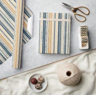 Boho native ornaments navy brown stripes ethnic