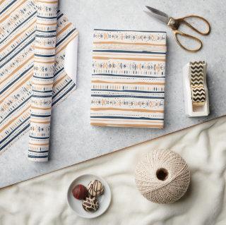 Boho native ornaments navy rusty stripes ethnic