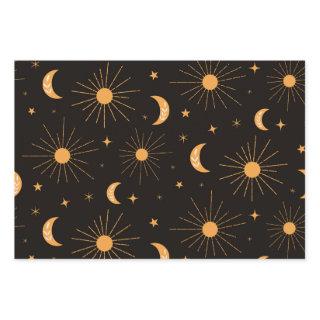Boho orange sun and moon pattern   sheets
