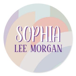 Boho Pastel Rainbow Classic Round Sticker