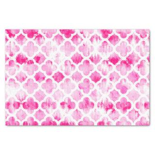 Boho pink tie dye watercolor quatrefoil pattern tissue paper