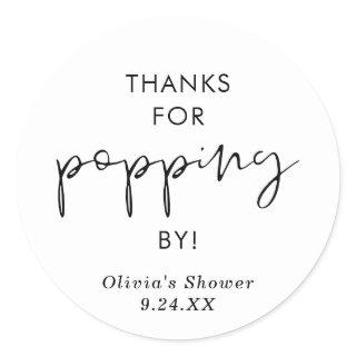 Boho Popcorn Favor Sticker, Thanks for Popping By Classic Round Sticker