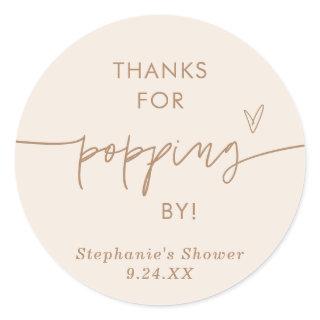 Boho Popcorn Favors, Thanks for Popping By Favor C Classic Round Sticker