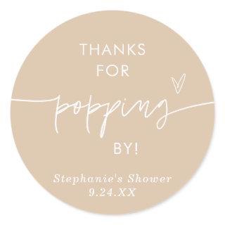 Boho Popcorn Favors, Thanks for Popping By Favor Classic Round Sticker