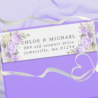 Boho Purple Floral Rustic Wedding Return Address Label