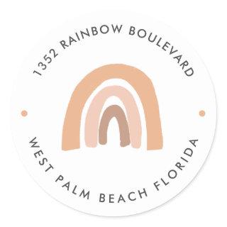 Boho Rainbow Baby Shower Return Address Classic Round Sticker