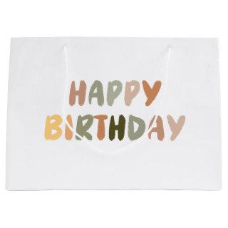 Boho Rainbow Handwritten Happy Birthday    Large Gift Bag