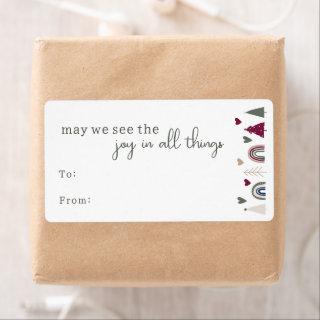 Boho Rainbow & Hearts Joy In All Things Gift Label