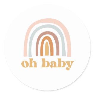 Boho Rainbow pink Baby Shower Classic Round Sticker