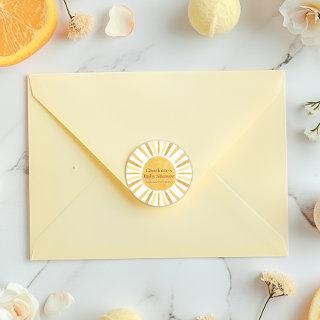 Boho Ray of Sunshine Baby Shower Classic Round Sticker