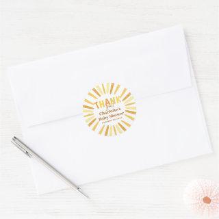 Boho Ray of Sunshine Baby Shower Thank You Classic Round Sticker