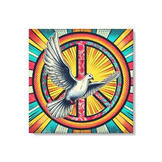 Boho Retro Dove and Peace Sign