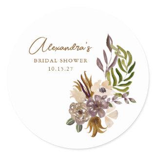 Boho Rustic Nature Botanical Custom Bridal Shower Classic Round Sticker