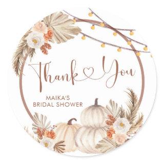 Boho Rustic Pumpkin Fall in Love Thank You Sticker