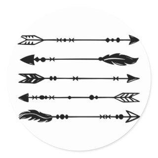 Boho Style Arrows Black & White Classic Round Sticker