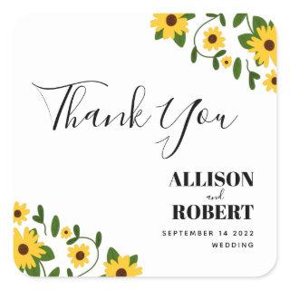 Boho Sunflower Patch Wedding Sticker