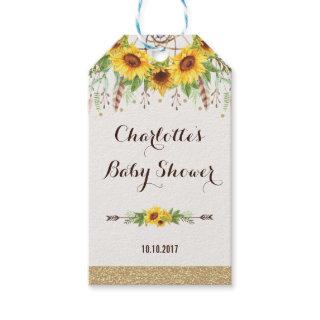 Boho Sunflower Rustic Watercolor Dreamcatcher Gift Tags