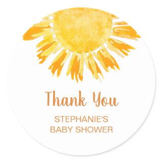 Boho Sunshine Baby Shower Thank You Classic Round Sticker