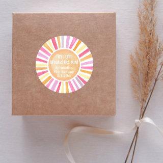 Boho sunshine First Trip around the Sun birthday Classic Round Sticker