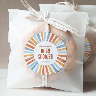 Boho Sunshine Gender Neutral Baby Shower Classic Round Sticker