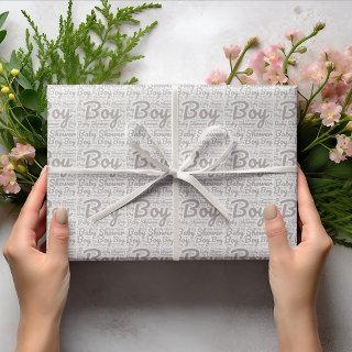 Boho Taupe Script Typography Boy Baby Shower