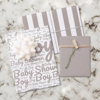 Boho Taupe Script Typography Boy Baby Shower   Sheets