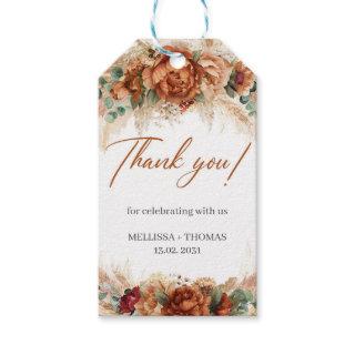 Boho tropical terracotta copper floral wedding gift tags