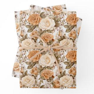 Boho watercolor muted sage green and copper roses  sheets