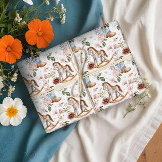 Boho Western Floral Rocking Horse Boy Baby Shower