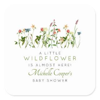 Boho Wildflower Baby Shower Square Sticker