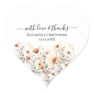 Boho Wildflowers Beige Wedding Favor Stickers