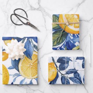 Bold Blue Italian Positano Lemon  Sheets