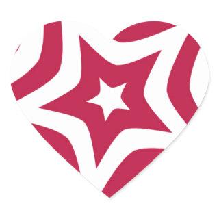 Bold & Bright Red & White Star in a Vector Pattern Heart Sticker
