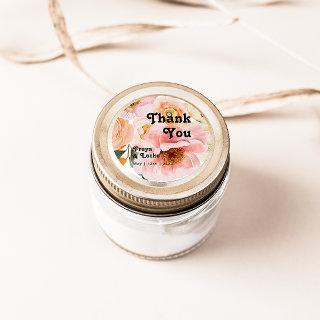 Bold Colorful Floral | Thank You Wedding Favor Classic Round Sticker