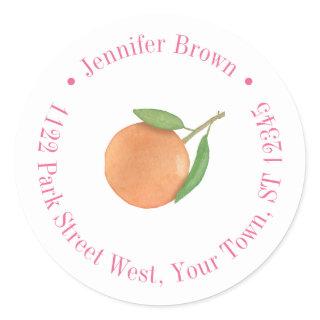 Bold Fuchsia Citrus Orange Return Address Classic Round Sticker