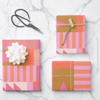 Bold Geometric Pattern in Pink and Orange   Sheets