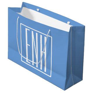 Bold Modern 3 Initials Monogram | Soft Blue Large Gift Bag