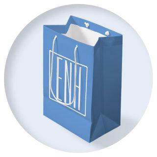 Bold Modern 3 Initials Monogram | Soft Blue Medium Gift Bag