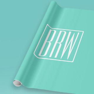 Bold Modern 3 Initials Monogram | White On Aqua