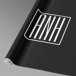 Bold Modern 3 Initials Monogram | White On Black