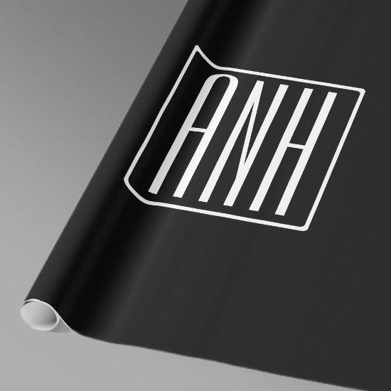 Bold Modern 3 Initials Monogram | White On Black