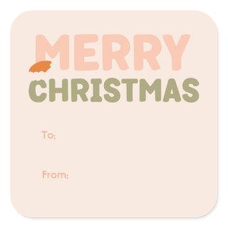Bold Modern Coral Merry Christmas To From Holiday Square Sticker