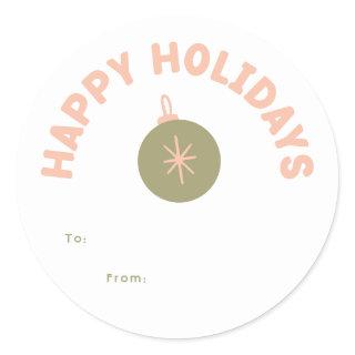 Bold Modern Happy Holidays Gift Classic Round Sticker